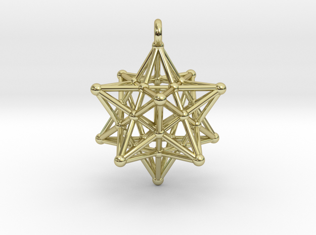 Stellated dodecahedron Merkaba Pendant in 18k Gold Plated Brass