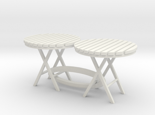 c-1-35 cafe table with slatted top 1/35th scale in White Natural Versatile Plastic