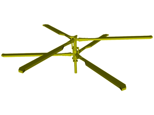 1/100 scale Kamov Ka-50 stick model rotor blades in Green Processed Versatile Plastic
