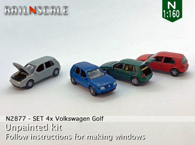 SET 4x Volkswagen Golf (N 1:160) in Tan Fine Detail Plastic