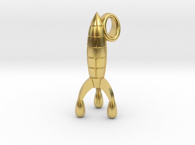 Rocket to moon [pendant] in Polished Brass