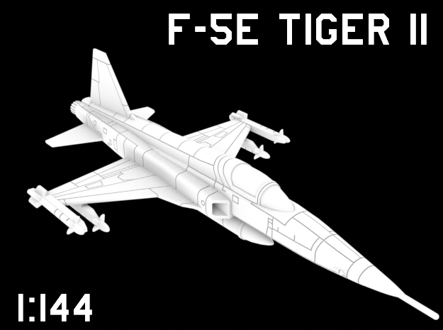 1:144 Scale F-5E Tiger II (Loaded, Gear Up) in White Natural Versatile Plastic