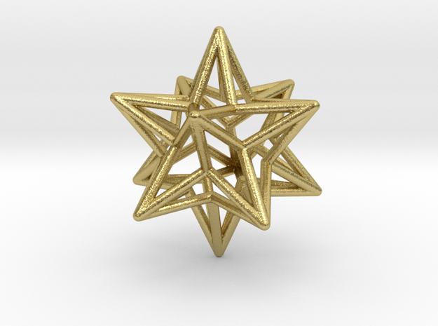 Stellated Dodecahedron Star Earring in Natural Brass