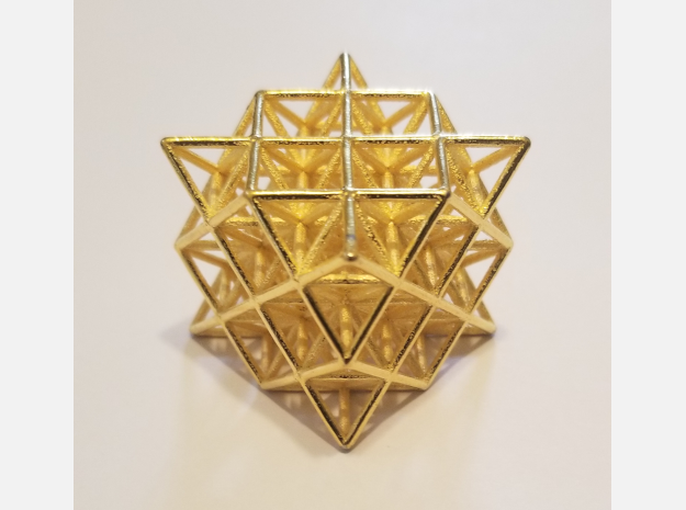 Gaia Grid Connector in Polished Gold Steel