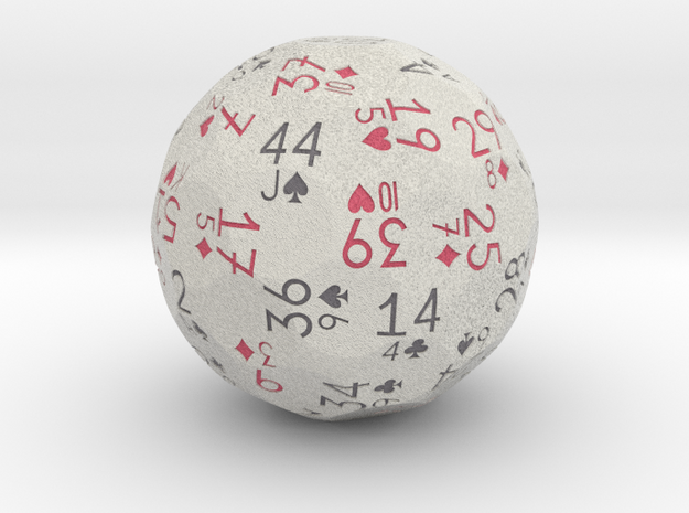 d52 playing cards sphere dice (White, 2 colors) in Natural Full Color Sandstone