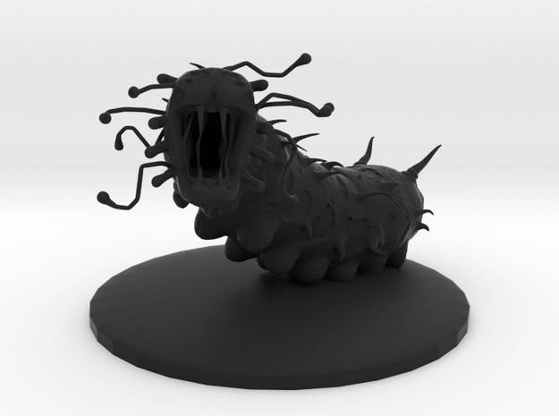 Final Fantasy inspired, Gigas Worm, 75mm base in Black Natural Versatile Plastic
