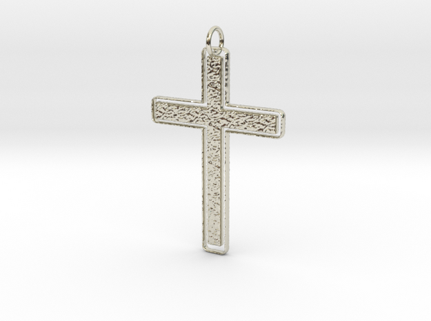 Outlíne Stones Cross Pendant in 14k White Gold: Medium