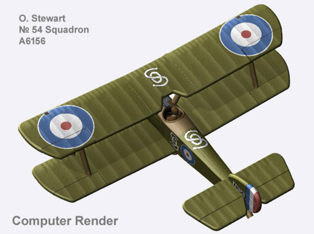 Oliver Stewart Sopwith Pup (full color) in Natural Full Color Nylon 12 (MJF)