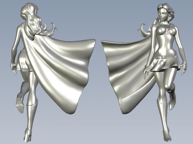 1/48 scale Supergirl superheroine figure in Clear Ultra Fine Detail Plastic