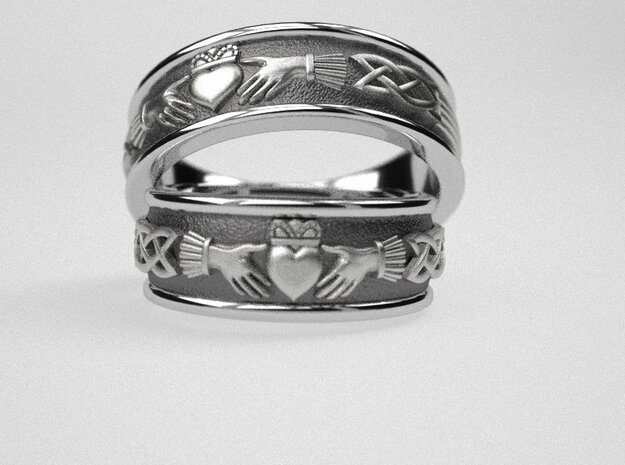 Claddagh band wedding ring in Natural Silver: Small
