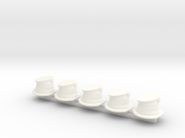 5 x Round Hat in White Processed Versatile Plastic