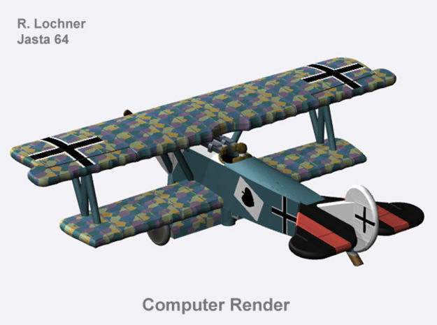 Rudolf Lochner Fokker D.VII (full color) in Natural Full Color Nylon 12 (MJF): 1:144