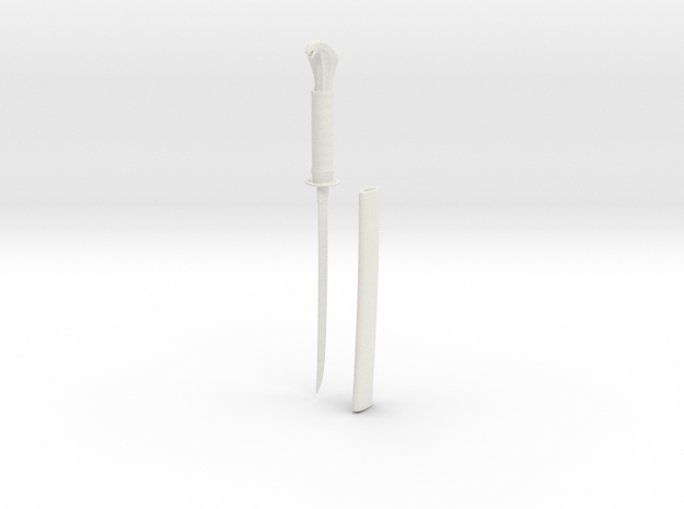 Large Snake Short Sword in White Natural Versatile Plastic