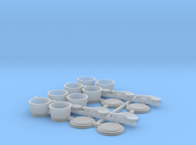 Small Cups type B with Spoons in 1/9 scale in Smooth Fine Detail Plastic