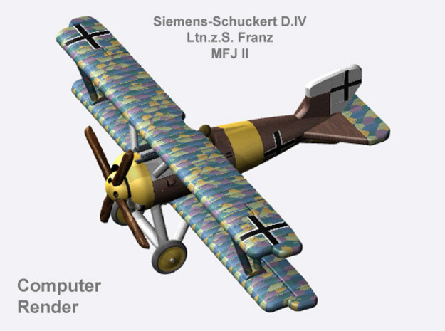 Ltn.z.S. Franz Siemens-Schuckert D.IV (full color) in Natural Full Color Nylon 12 (MJF)