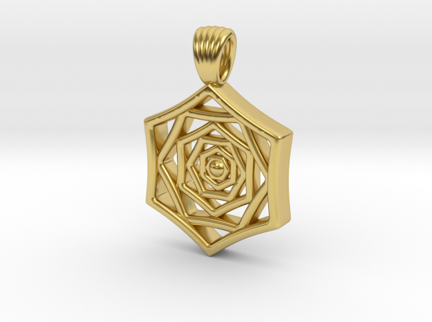 Hexaflower [pendant] in Polished Brass