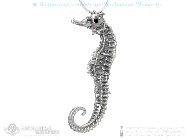Seahorse Pendant Jewelry Necklace Mermaid Charm in Natural Brass