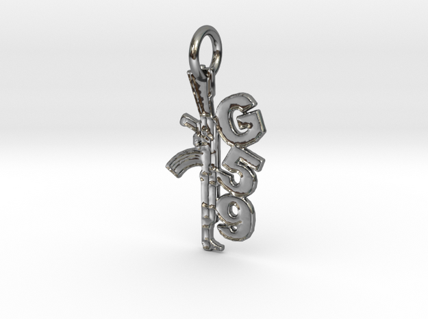 G59 Suicide Boys Choppa Pendant  in Fine Detail Polished Silver