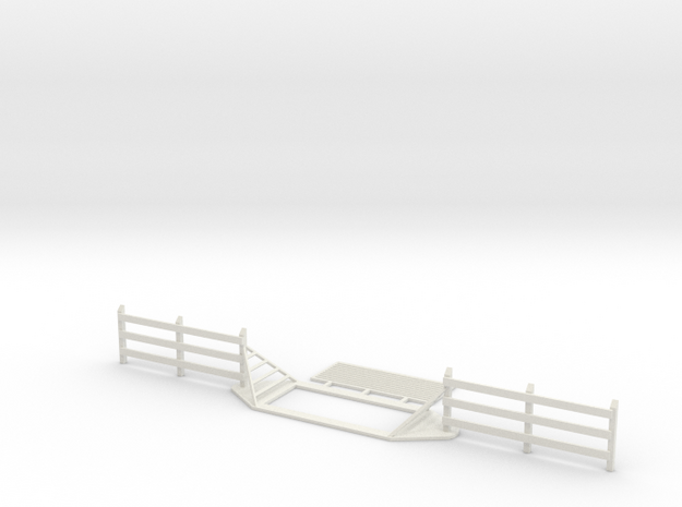 Cattle Guard - Rail Fence Wood Posts (HO) in White Natural Versatile Plastic: 1:87 - HO