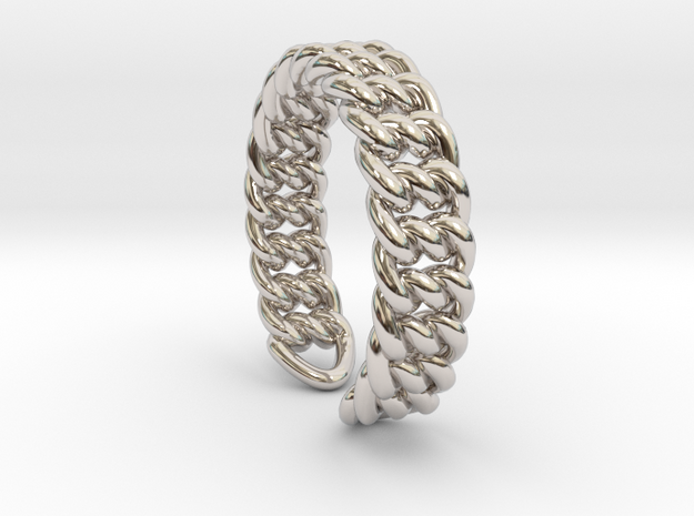 Links knot [sizable open ring] in Rhodium Plated Brass