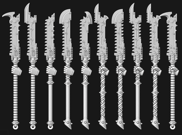 Chaos Toothed Glaives in Tan Fine Detail Plastic: Medium