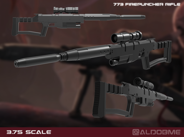 773 Firepuncher rifle 3.75 scale in Tan Fine Detail Plastic
