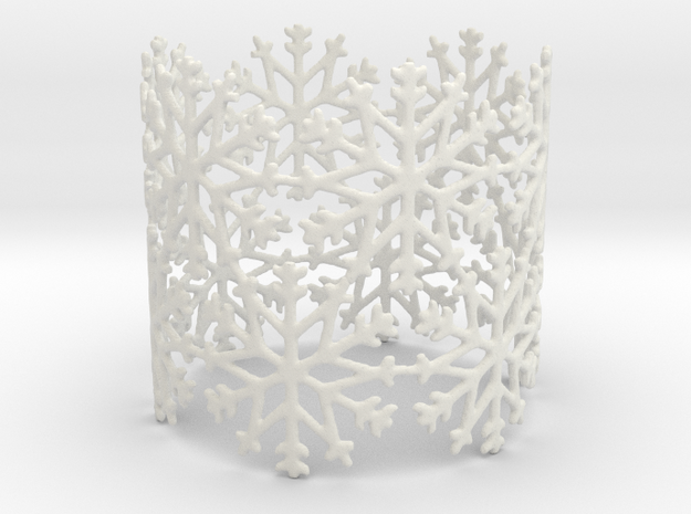 Snowflake Tea Light Ring in White Natural Versatile Plastic