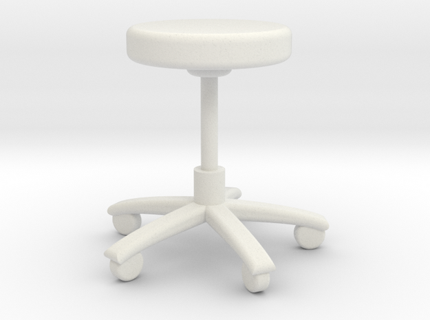 Miniature "Rolling" Stool (Doctors office) in White Natural Versatile Plastic
