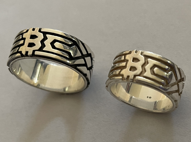 Bitcoin Ring - rictoken in Polished Nickel Steel: 10 / 61.5