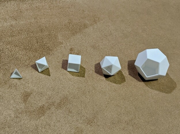 Platonic solids (one windowed face) in White Natural Versatile Plastic