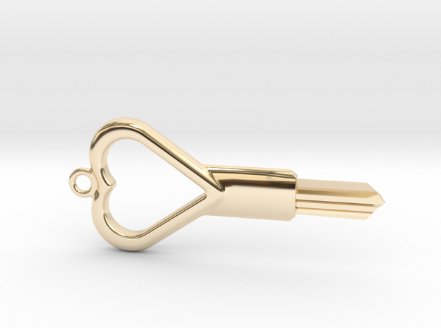 ABUS Pad Lock Key Blank - Heart Design in 14k Gold Plated Brass