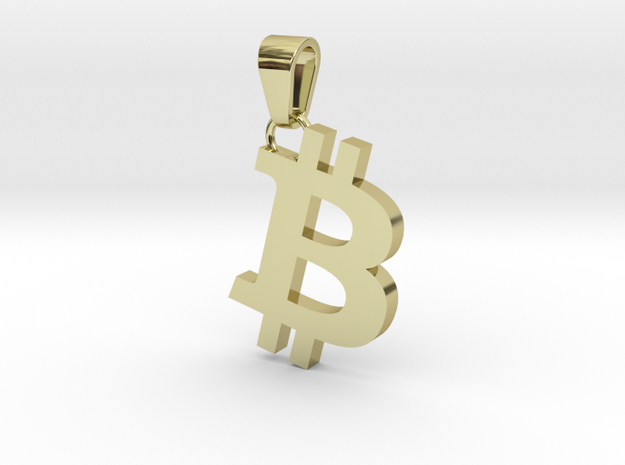 Bitcoin B Logo Crypto Currency Necklace Pendant in 18k Gold Plated Brass