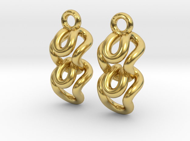 Strange knit [earrings] in Polished Brass