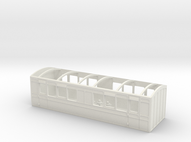 OO LBSCR 4/W Carriage - D23 "Football" Saloon in White Natural Versatile Plastic