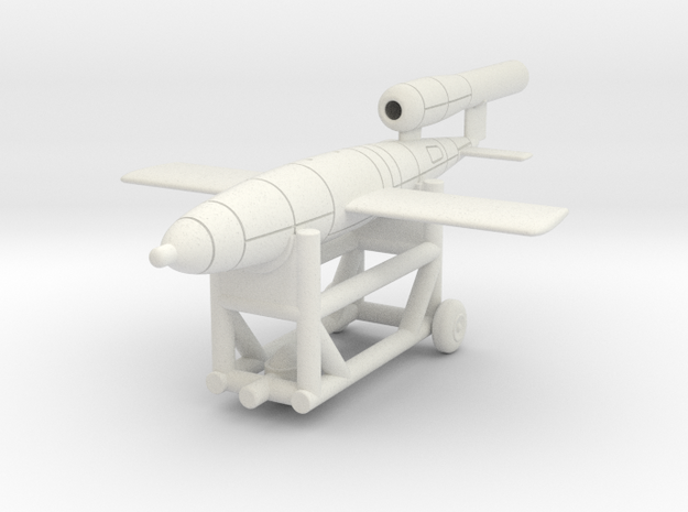 (1:87) V-1 Flying Bomb on Transport Cart in White Natural Versatile Plastic