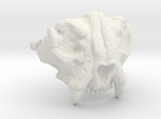 Bone knee pad Tiger Skull in White Natural Versatile Plastic
