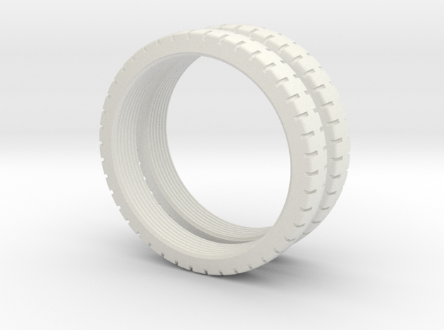 1/10 T34-roadwheel_rubber_tire(pattern) in White Natural Versatile Plastic