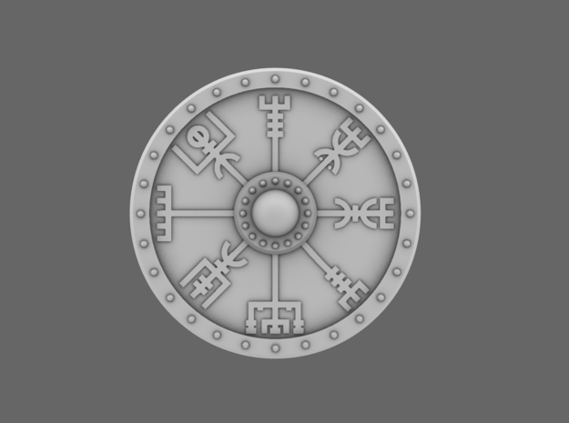 SV Icelandic Runes Compass Round Shield (RIGHT) in Tan Fine Detail Plastic