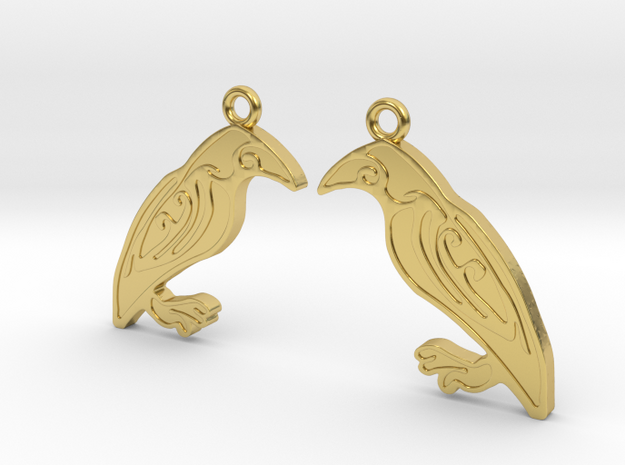 Odin's ravens in Polished Brass