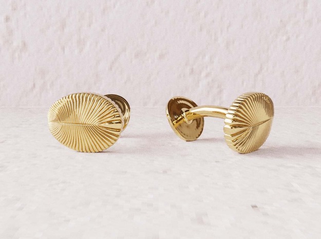 Dickinsonia Fossil Cufflinks in 14k Gold Plated Brass