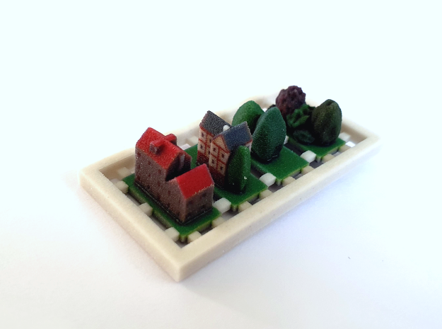 Houses and trees on green 2x1 x 4 in Natural Full Color Sandstone