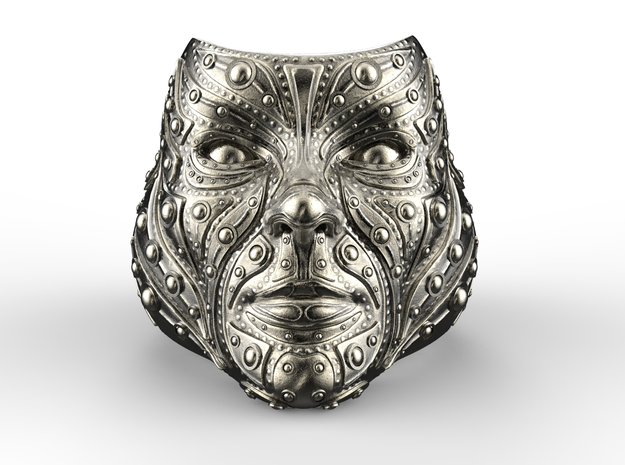 Face-Of Steel Men Ring 3D Printed Design-GGCP-418 in Tan Fine Detail Plastic
