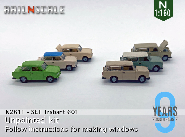 SET 6x Trabant 601 (N 1:160) in Tan Fine Detail Plastic