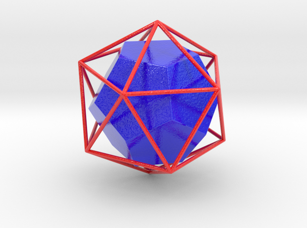 Colored Dual Solids Icosahedron-Dodecahedron in Smooth Full Color Nylon 12 (MJF)