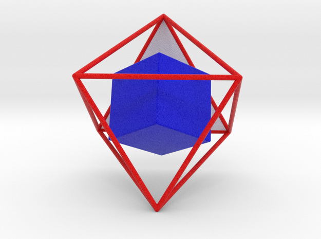 Colored dual Solids Octahedron-Cube in Natural Full Color Nylon 12 (MJF)
