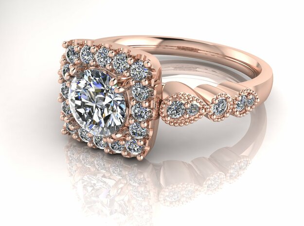 Cushion-shaped halo 7 NO STONES SUPPLIED in 14k Rose Gold