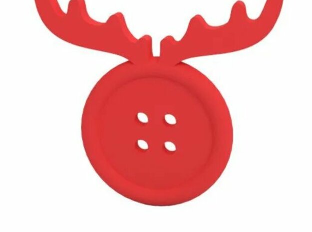 Button  in Red Processed Versatile Plastic
