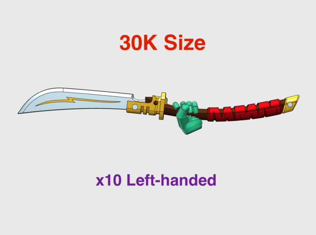 10x Left-hand Energy Sword: Guan Dao (30k Size) in Tan Fine Detail Plastic