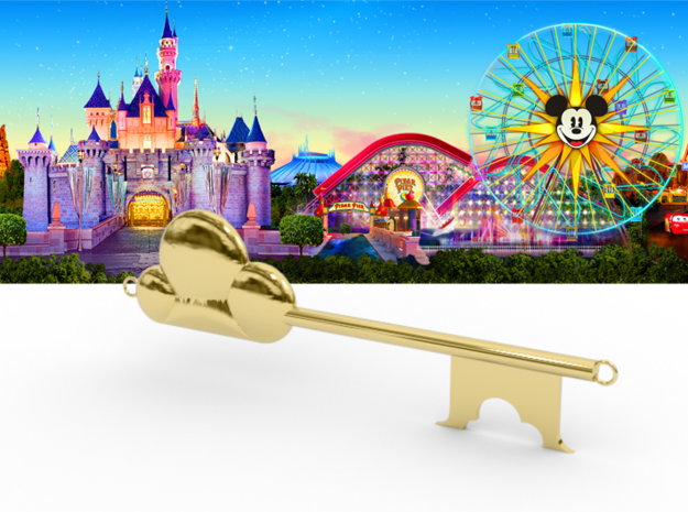 Disneyland Believe Key (Horizontal) in Rhodium Plated Brass: Small