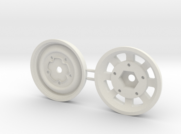 Tamiya 1/10 RC Volkswagen Beetle 2-piece Wheel Set in White Natural Versatile Plastic